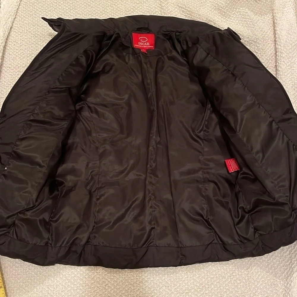 Oscar de la Renta Women's Front Zip Down Puffer Jacket Size Medium Black Winter - Picture 7 of 10